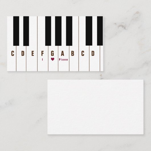 Pianosleutels Visitekaartje (Voorkant / Achterkant)