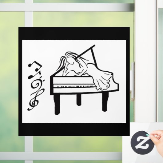 pianospeelster raamsticker (Huis)