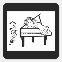 pianospeelster vierkante sticker