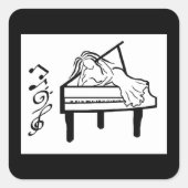 pianospeelster vierkante sticker (Voorkant)