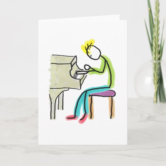 Pianospelende Stickman Kaart (Voorkant)