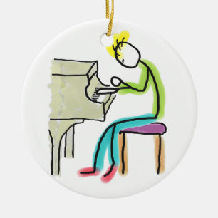Pianospelende Stokmannetje Keramisch Ornament