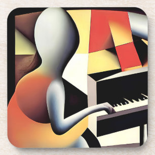 Pianospeler - Airbrush Art Bier Onderzetter