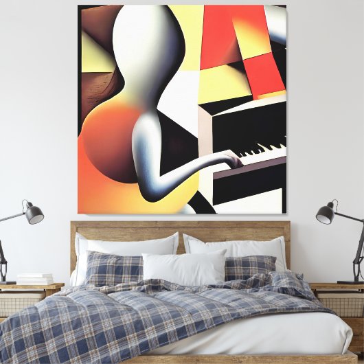 Pianospeler - Airbrush Art Canvas Afdruk (Insitu (Slaapkamer))