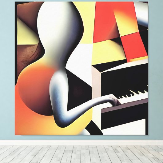 Pianospeler - Airbrush Art Canvas Afdruk (Insitu (Houten vloer))