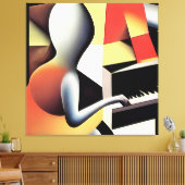 Pianospeler - Airbrush Art Canvas Afdruk (Insitu (Woonkamer))