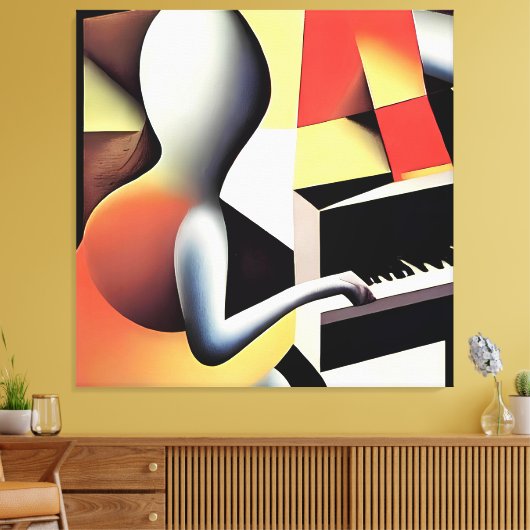 Pianospeler - Airbrush Art Canvas Afdruk (Insitu (Woonkamer))