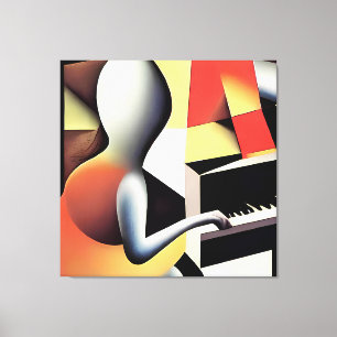 Pianospeler - Airbrush Art Canvas Afdruk