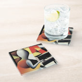 Pianospeler - Airbrush Art Glazen Onderzetter (Schuin)