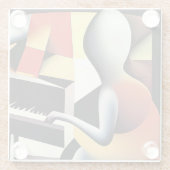 Pianospeler - Airbrush Art Glazen Onderzetter (Achterkant)