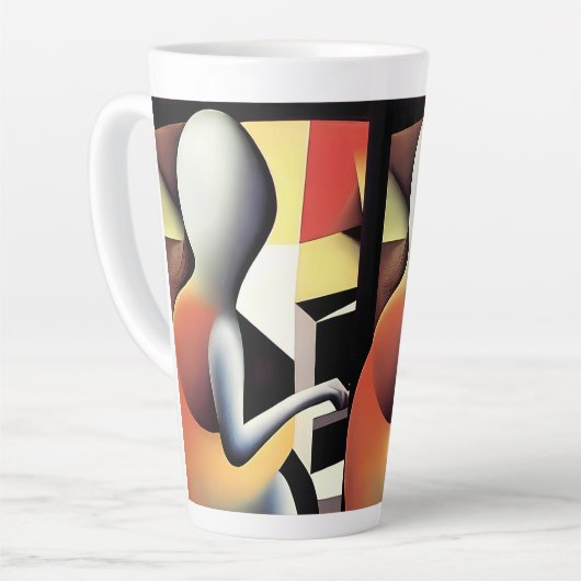 Pianospeler - Airbrush Art Latte Mok (Linkerhoek)