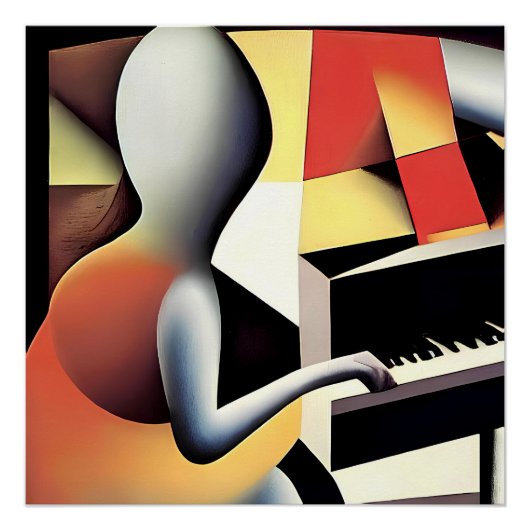Pianospeler - Airbrush Art Perfect Poster (Voorkant)