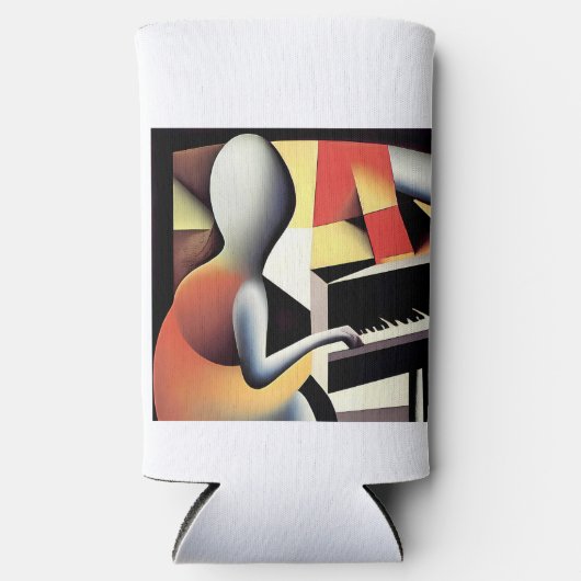 Pianospeler - Airbrush Art Seltzer Blikjeskoeler (Voorkant)