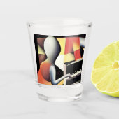 Pianospeler - Airbrush Art Shot Glas (Voorkant)