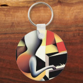 Pianospeler - Airbrush Art Sleutelhanger (Achterkant)