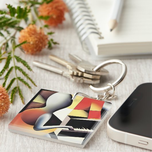 Pianospeler - Airbrush Art Sleutelhanger (Voorkant Rechts)