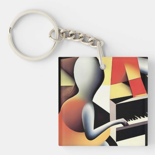 Pianospeler - Airbrush Art Sleutelhanger (voorkant)