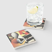 Pianospeler - Airbrush Art Stenen Onderzetter (Zijkant)