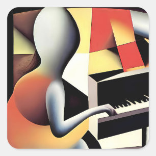 Pianospeler - Airbrush Art Vierkante Sticker