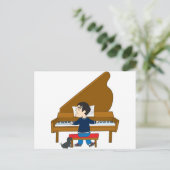 Pianospeler en -hond briefkaart (Staand voorkant)
