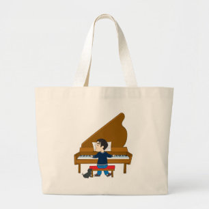 Pianospeler en -hond grote tote bag