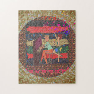 Pianospeler en Muzieknoten Jigzaag Puzzle Legpuzzel