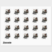Pianospeler Kerstverlichting Sinterklaas Speelt Vierkante Sticker (Vel)