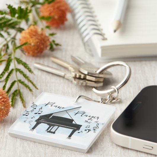 Pianospeler Muzikant Sleutelhanger (Voorkant Rechts)