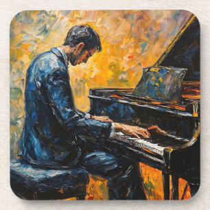Pianospeler - Olie Schilderij Bier Onderzetter