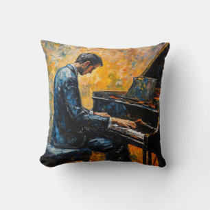 Pianospeler - Olie Schilderij Kussen
