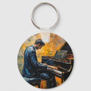Pianospeler - Olie Schilderij Sleutelhanger
