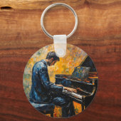 Pianospeler - Olie Schilderij Sleutelhanger (Voorkant)
