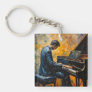 Pianospeler - Olie Schilderij Sleutelhanger