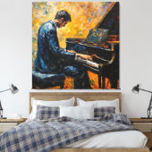 Pianospeler - olieverfschilderij canvas afdruk (Insitu (Slaapkamer))