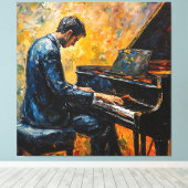 Pianospeler - olieverfschilderij canvas afdruk (Insitu (Houten vloer))
