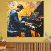 Pianospeler - olieverfschilderij canvas afdruk (Insitu (Woonkamer))
