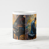 Pianospeler - olieverfschilderij grote koffiekop (Voorkant)