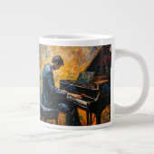 Pianospeler - olieverfschilderij grote koffiekop (Rechts)