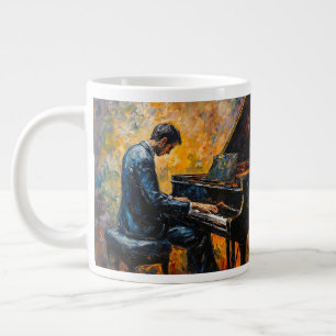 Pianospeler - olieverfschilderij grote koffiekop