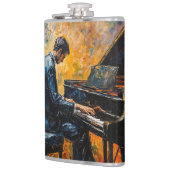 Pianospeler - olieverfschilderij heupfles (Links)