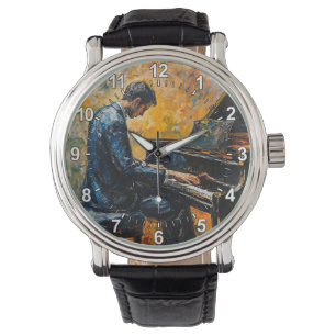 Pianospeler - olieverfschilderij horloge