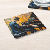 Pianospeler - olieverfschilderij kartonnen onderzetters (Schuin)