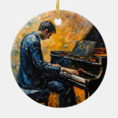 Pianospeler - olieverfschilderij keramisch ornament (Achterkant)