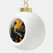 Pianospeler - olieverfschilderij keramische bal ornament (Rechts)