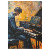 Pianospeler - olieverfschilderij klembord (Achterkant)