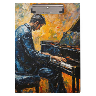 Pianospeler - olieverfschilderij klembord