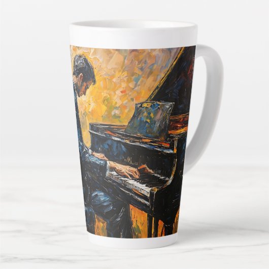 Pianospeler - olieverfschilderij latte mok (Rechterhoek)