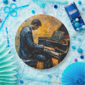 Pianospeler - olieverfschilderij papieren bordje (Feest)