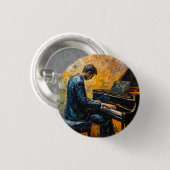Pianospeler - olieverfschilderij ronde button 3,2 cm (Voorkant /achterkant)