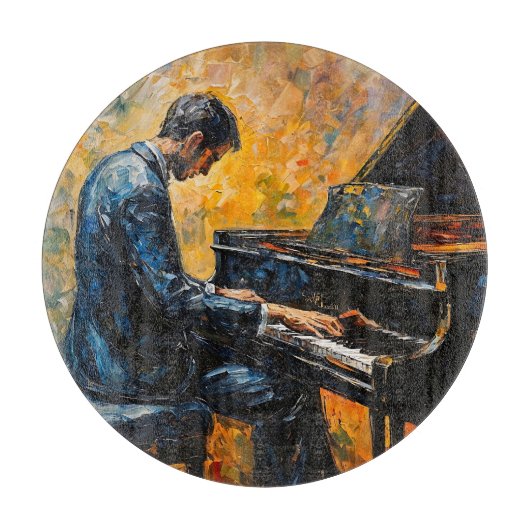 Pianospeler - olieverfschilderij snijplank (Voorkant)